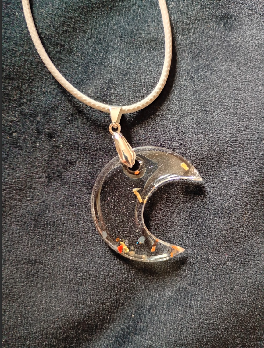 Clear Resin Jewellery Pendant - Crescent Moon - Two Designs to choose - Handmade in Wiltshire
