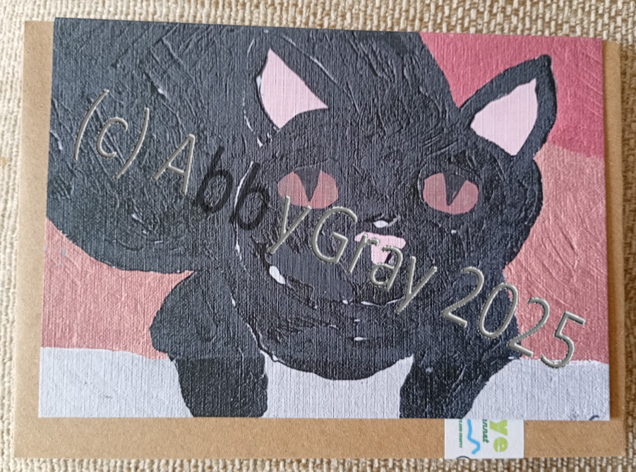 Black Cat Greeting Card - Printed in Wiltshire - Original Design by Abby Gray