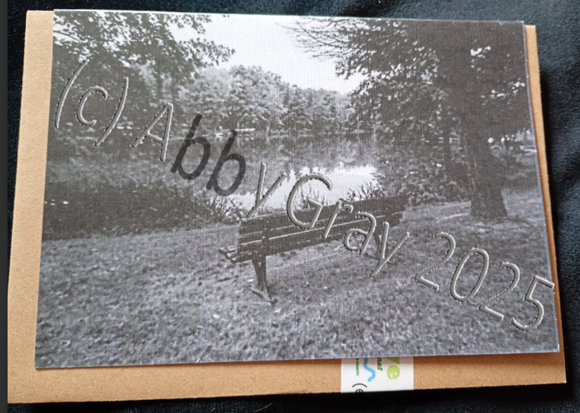 Bench in Black and White Photo Greeting Card - Printed in Wiltshire - Original Design by Abby Gray