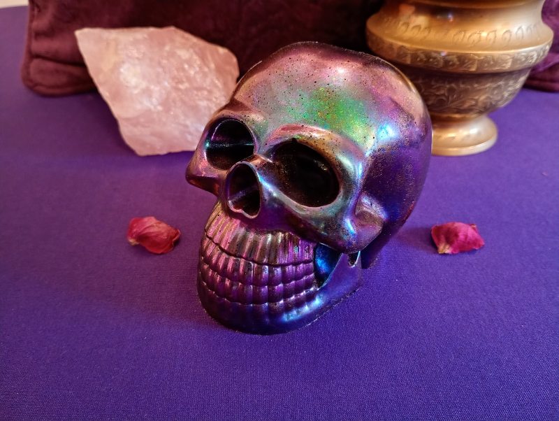 Skull - Large Woogonite Crystal and Resin Skull Orgone Device - Crystals, Stones and Foil etc. - Multiple Options Available - Handmade in Wiltshire