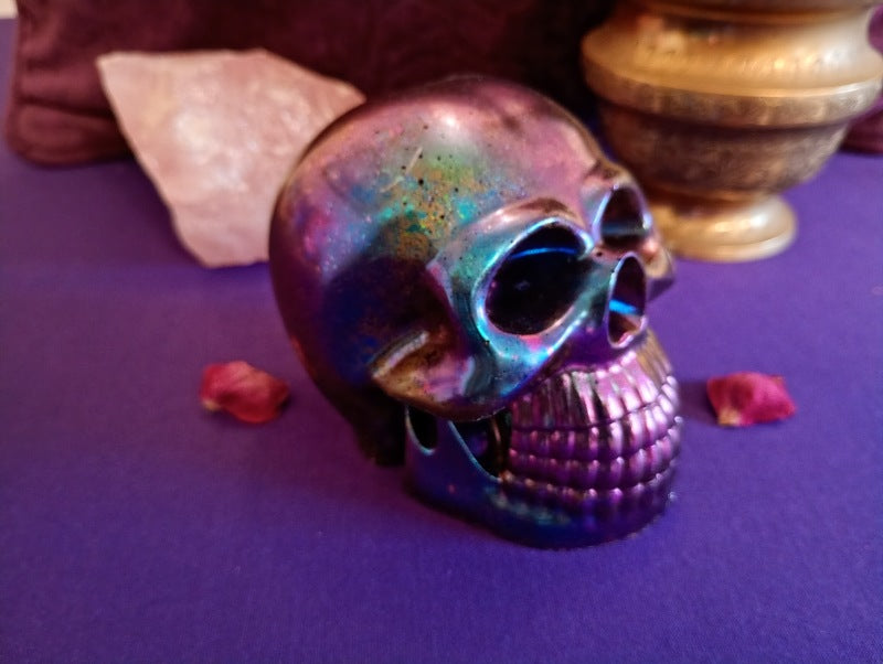 Skull - Large Woogonite Crystal and Resin Skull Orgone Device - Crystals, Stones and Foil etc. - Multiple Options Available - Handmade in Wiltshire