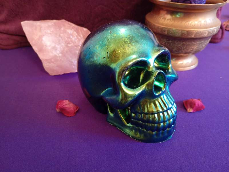 Skull - Large Woogonite Crystal and Resin Skull Orgone Device - Crystals, Stones and Foil etc. - Multiple Options Available - Handmade in Wiltshire