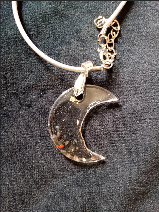 Clear Resin Jewellery Pendant - Crescent Moon - Two Designs to choose - Handmade in Wiltshire