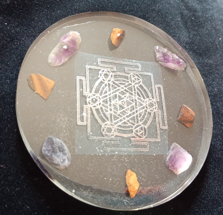 Sacred Geometry Orgone Power Disk/Charging Plate - Crop Circle Inspired - Multiple Designs to choose - Handmade in Wiltshire - Art/Coaster