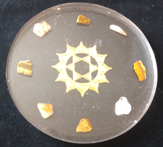Sacred Geometry Orgone Power Disk/Charging Plate - Crop Circle Inspired - Multiple Designs to choose - Handmade in Wiltshire - Art/Coaster