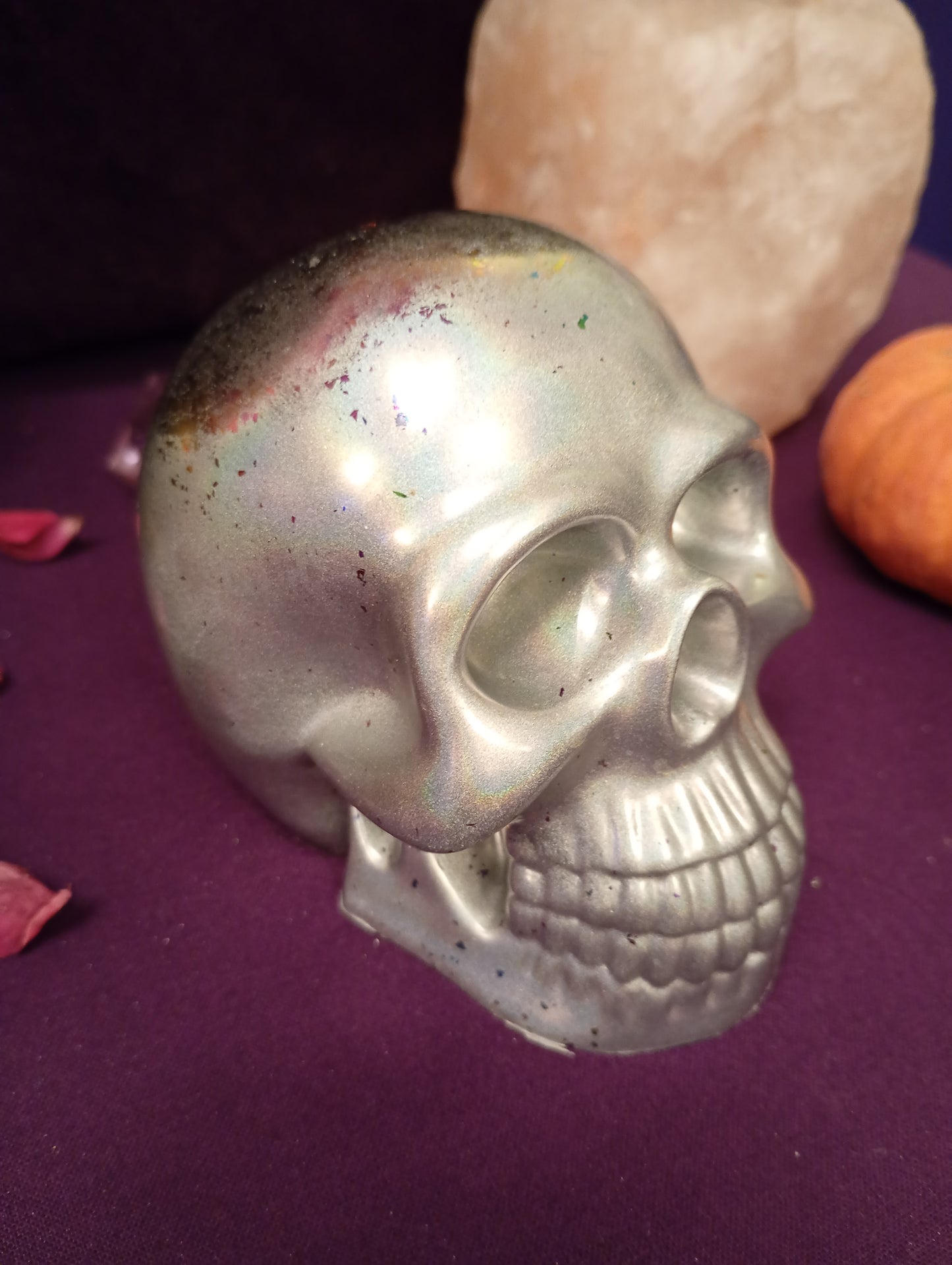 Skull - Large Woogonite Crystal and Resin Skull Orgone Device - Crystals, Stones and Foil etc. - Multiple Options Available - Handmade in Wiltshire