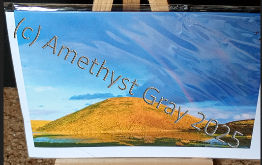 Silbury Hill Double Rainbow Greeting Card - From Original Photograph by Amethyst Gray