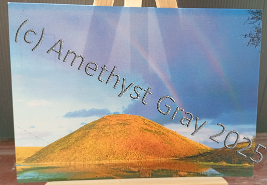 Silbury Hill Double Rainbow Postcard - From Original Photograph by Amethyst Gray