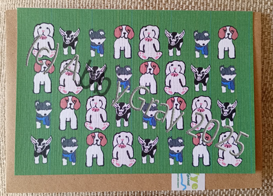 Cartoon Animal Collage (Green) Greeting Card - Printed in Wiltshire - Original Design by Abby Gray