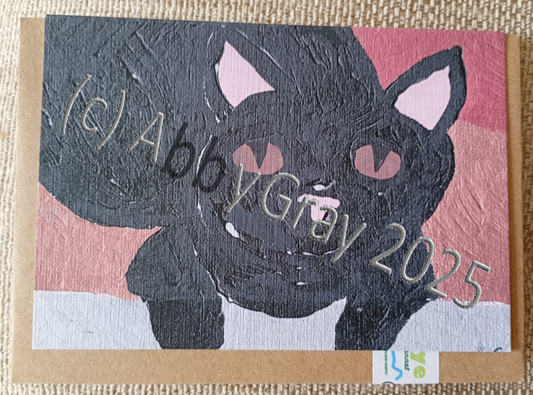 Black Cat Greeting Card - Printed in Wiltshire - Original Design by Abby Gray