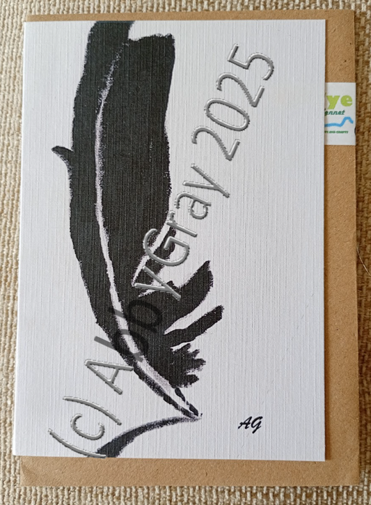Black Feather Greeting Card - Printed in Wiltshire - Original Design by Abby Gray