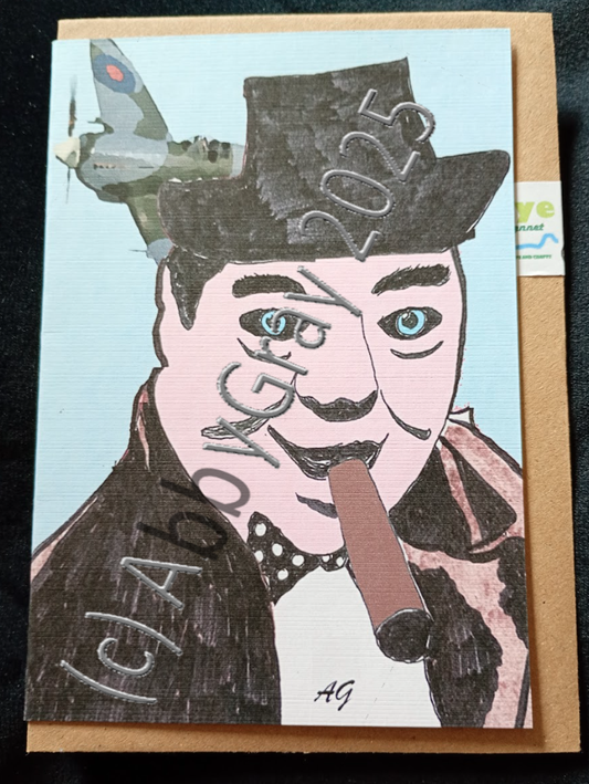 Churchill WW2 Greeting Card - Printed in Wiltshire - Original Design by Abby Gray