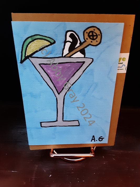 Cocktail Glass Celebration Greeting Card - Printed in Wiltshire - Original Design by Abby Gray
