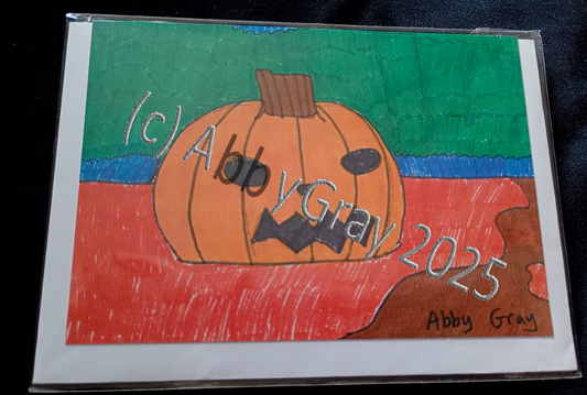 Pumpkin Halloween Greeting Card - Printed in England - Original Design by Abby Gray