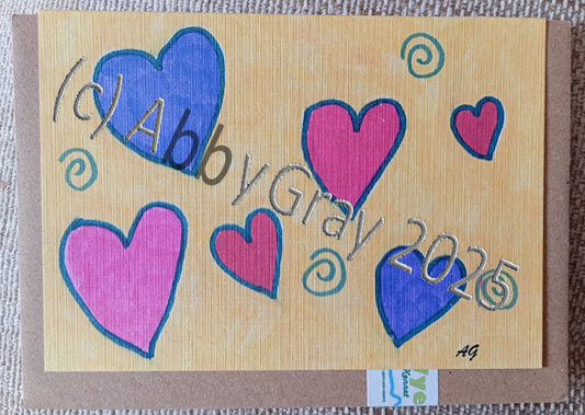 Love Hearts and Squiggles / Valentine Greeting Card - Printed in Wiltshire - Original Design by Abby Gray