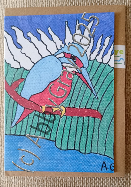 Kingfisher Greeting Card - Printed in Wiltshire - Original Design by Abby Gray
