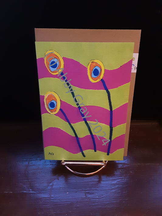 Peacock Feathers Greeting Card - Printed in Wiltshire - Original Design by Abby Gray