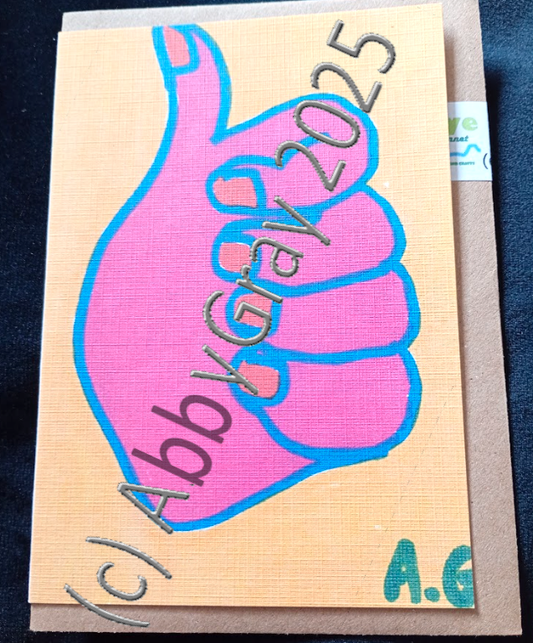 Thumbs Up Hand Pattern Greeting Card - Printed in Wiltshire - Original Design by Abby Gray
