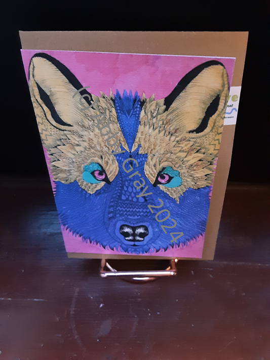 Wolf's Head Greeting Card - Printed in Wiltshire - Original Design by Abby Gray